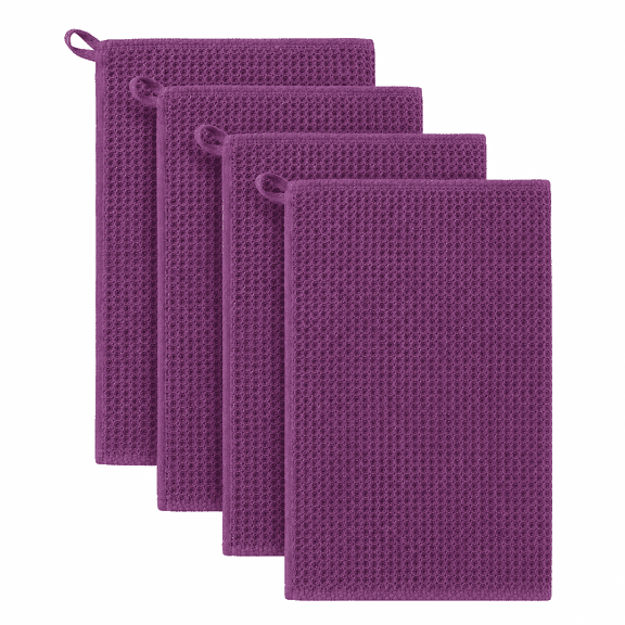 4 Pack 100% Cotton Waffle Weave Kitchen Hand Towels 13x28 Inch, Super Soft Absorbent Dish Towels for Drying, Violet