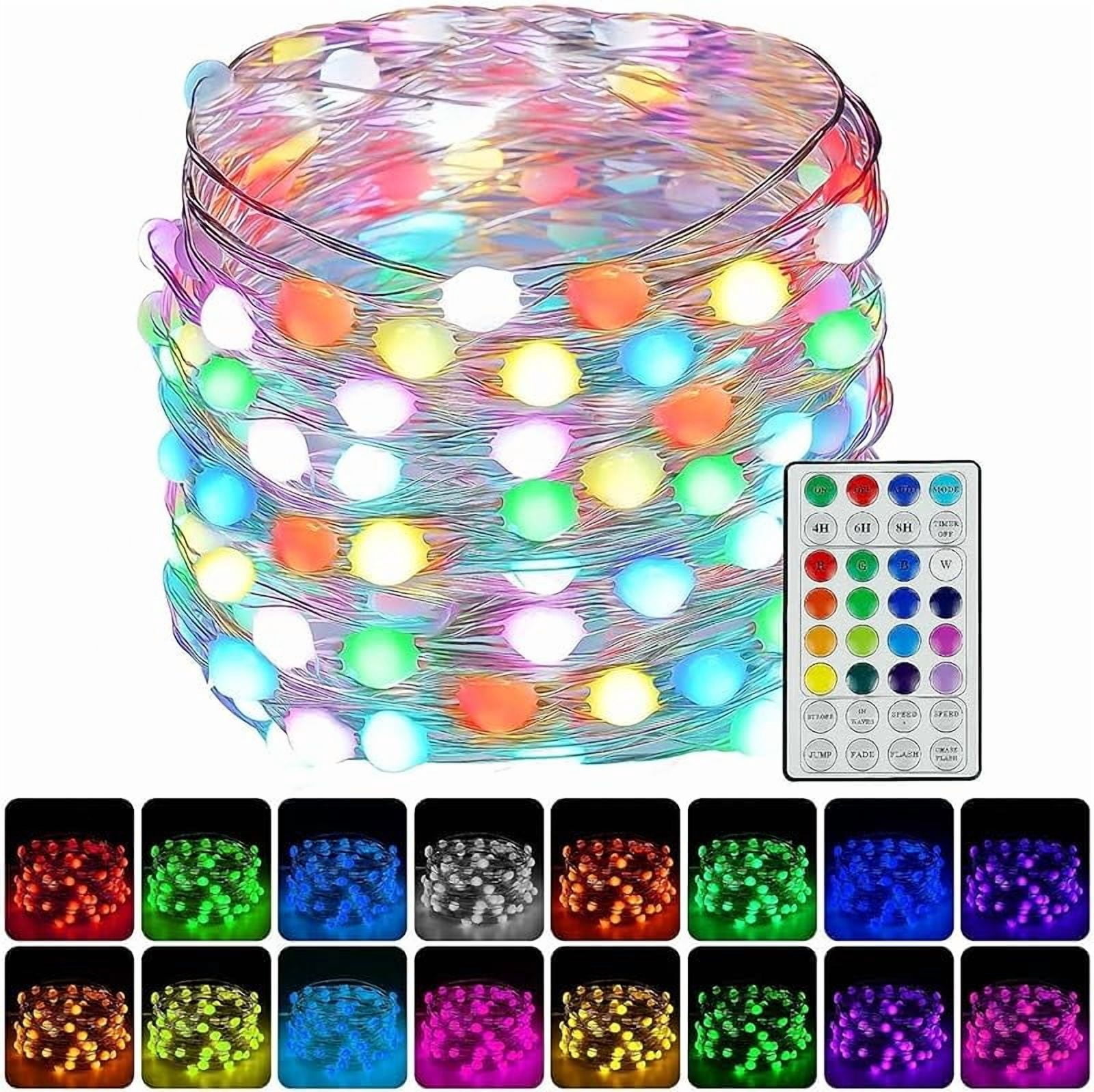 4 Pack 100 LED Fairy Lights Battery Operated with Remote, 33FT ...