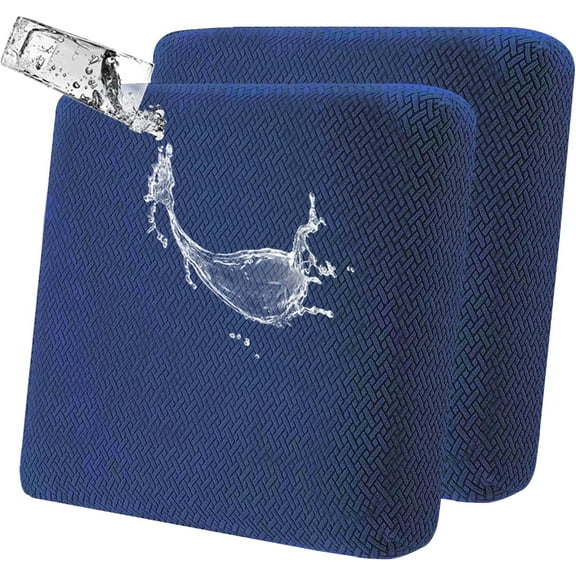 4 Pack 100% Waterproof Patio Sofa Cushion Covers, Stretch Outdoor/Indoor Individual Seat Cushion Cover Furniture Protector Sofa Slipcover, Navy Blue