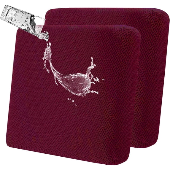 4 Pack 100% Waterproof Patio Sofa Cushion Covers, Stretch Outdoor/Indoor Individual Seat Cushion Cover Furniture Protector Sofa Slipcover, Wine Red
