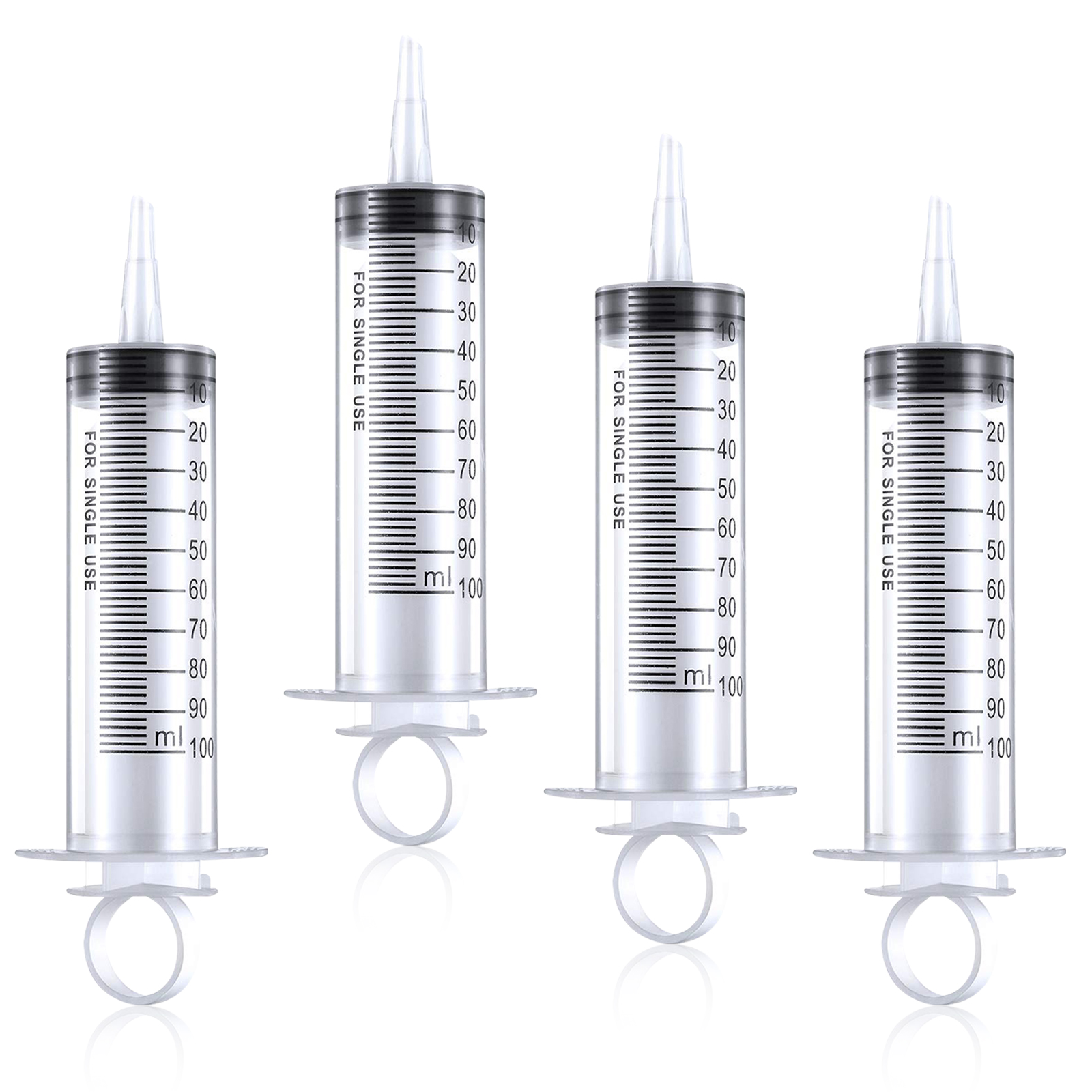 4 Pack 100 ml Plastic Syringes, Dispensing Multiple Uses Measuring Syringe Tools, Measuring