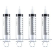 QISHI 4 Pack 100ml Syringes, Large Plastic Syringe for Scientific Labs and Liquid Dispensing Metric Multiple Uses