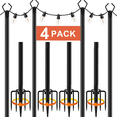 thumbnail image 1 of 4 pack 10ft Outdoor String Light Poles,with Fence Brackets, Heavy Duty Metal Light Stand for Hanging String Lights, Weatherproof Deck Patio Backyard Garden Light Pole for Wedding Party Holiday Decor, 1 of 8