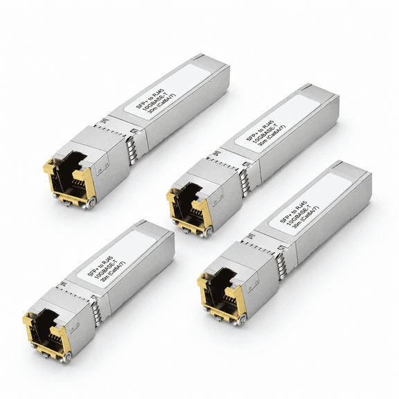 4 Pack 10GBase-T: 30m SFP+ to RJ45 10G Copper Transceiver Module