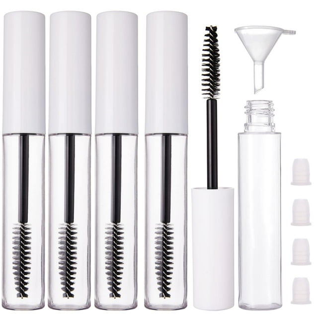 4 Pack 10ml Empty Mascara Tube with Brush Wand, Refillable Eyelash