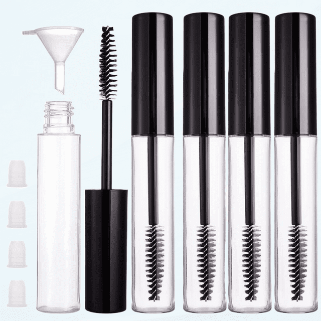 4 Pack 10ml Empty Mascara Tube with Brush Wand, Refillable Eyelash