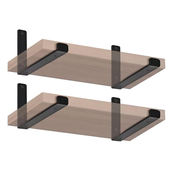 4 Pack - 11.25" L X 6" H 1.5" W J Lip Shelf Brackets Rustic Farmhouse Iron Wall Floating Bracket Metal Industrial Supports With Screws Black
