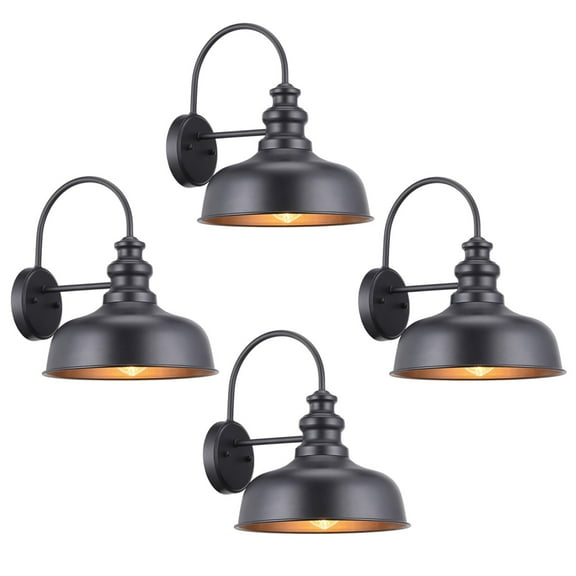 4 Pack 11 Inch Gooseneck Barn Light, Farmhouse Wall Sconce, E26 Base, Waterproof