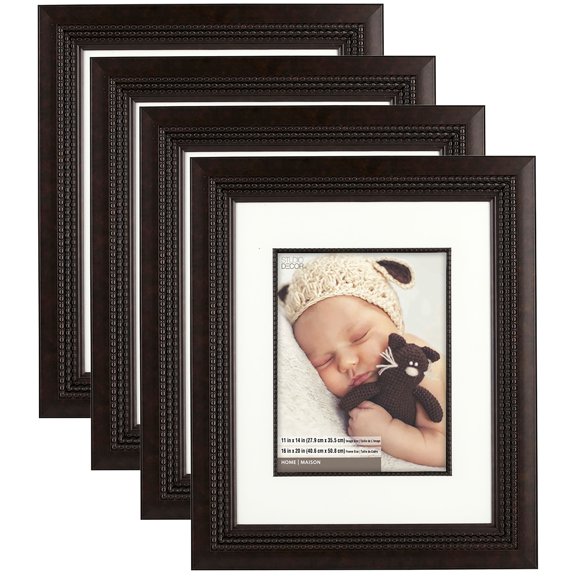 Studio Decor 11" x 14" Bronze Triple Beaded Frame with Mat, Home Collection, 4 Pack