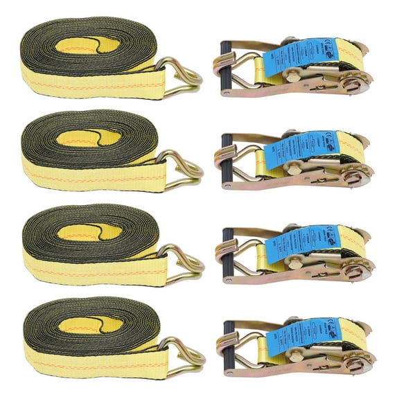 4 PACK Tie Down Straps Ratchet Double J Hook Heavy Duty 11000 lbs 2''x 27ft 4* Ratchet Lashing Straps&Fasteners
