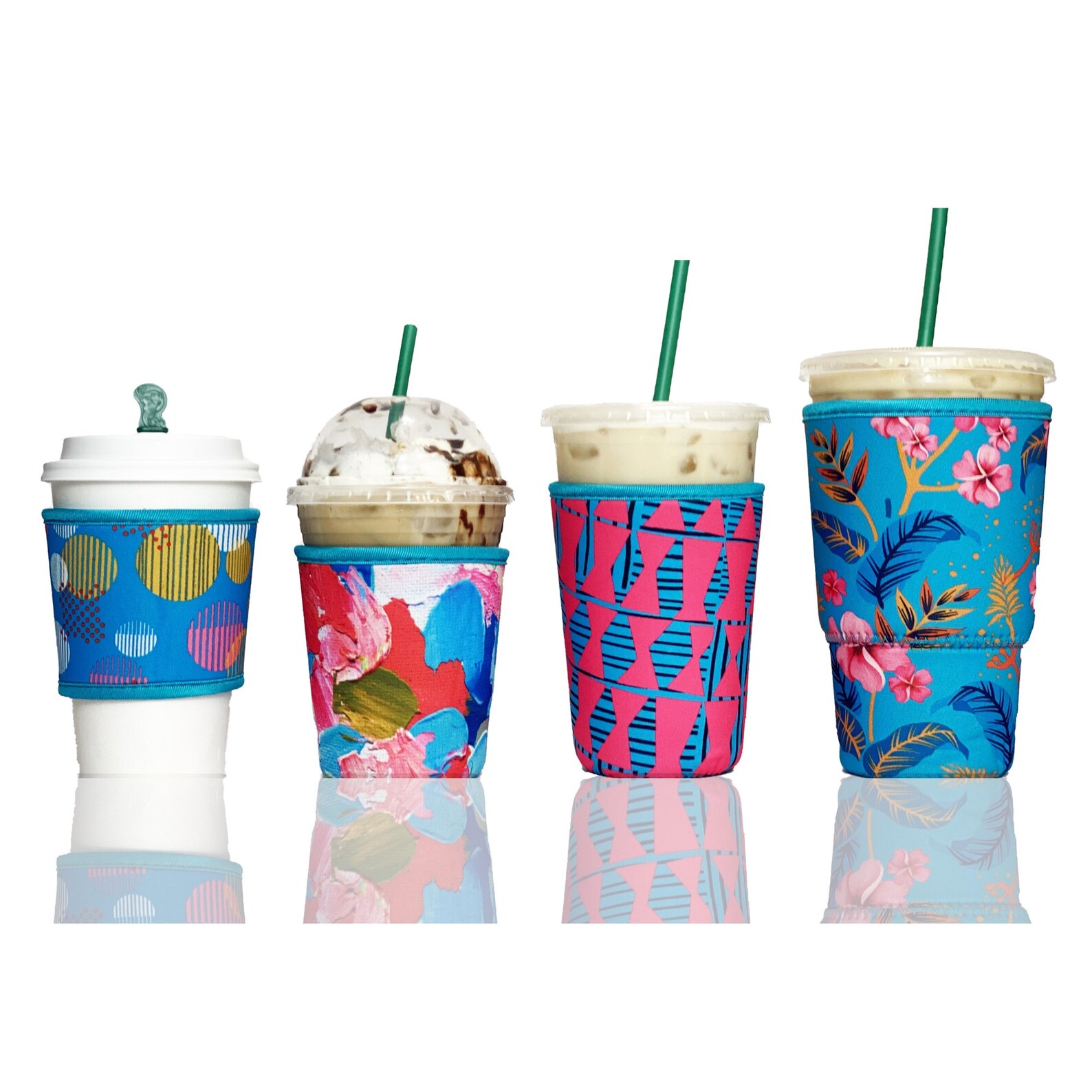 4-Pack (12-32oz) Reusable Neoprene Insulator Sleeves for Iced Coffee or ...