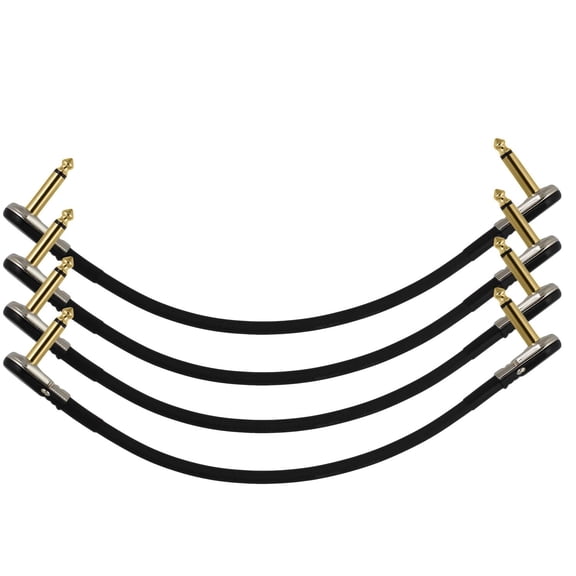 4-Pack 12" Castline Gold Mogami 2524 Guitar Pedal Board Patch Cable TS Low Profile Pancake Connector