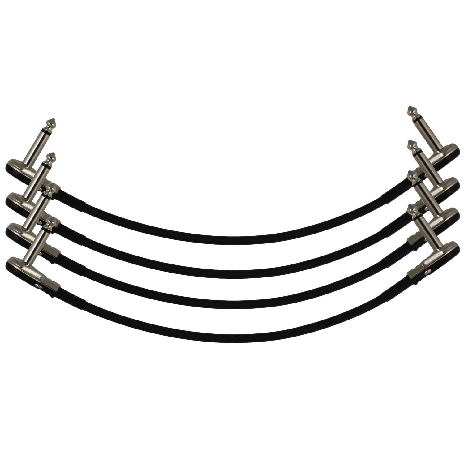 4-Pack 12" Castline Silver Mogami 2319 Guitar Pedal Board Patch Cable TS Low Profile Pancake Connector