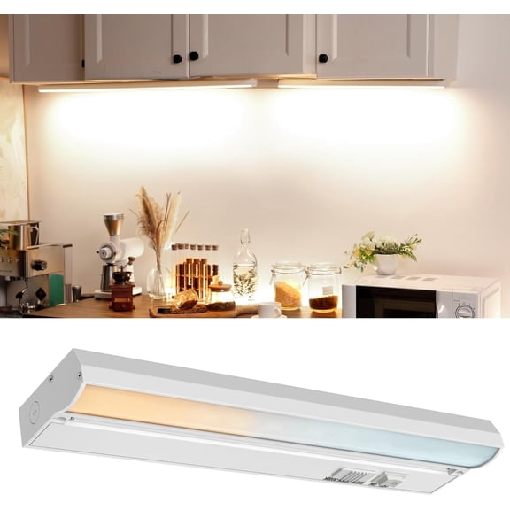 4 Pack 12" Hardwired Under Cabinet Lighting, Dimmable, 9W 600LM, 3CCT (3000K/4000K/5000K), Quick Install LED Under Counter Lights for Kitchen Cabinets,Countertops, YT-4201B-12-4