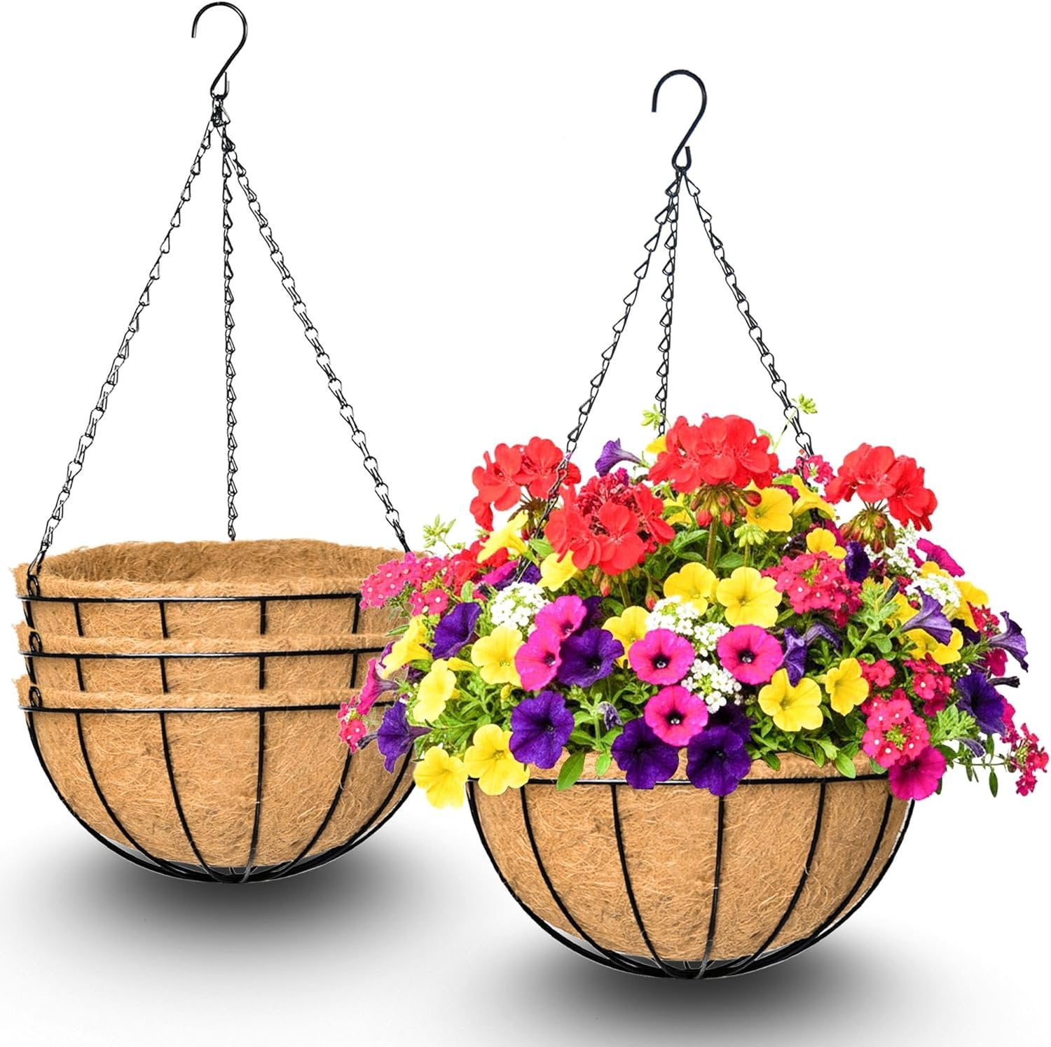 4 Pack 12 Inch Baskets for Outdoor Metal Planters Round Flower Pots ...
