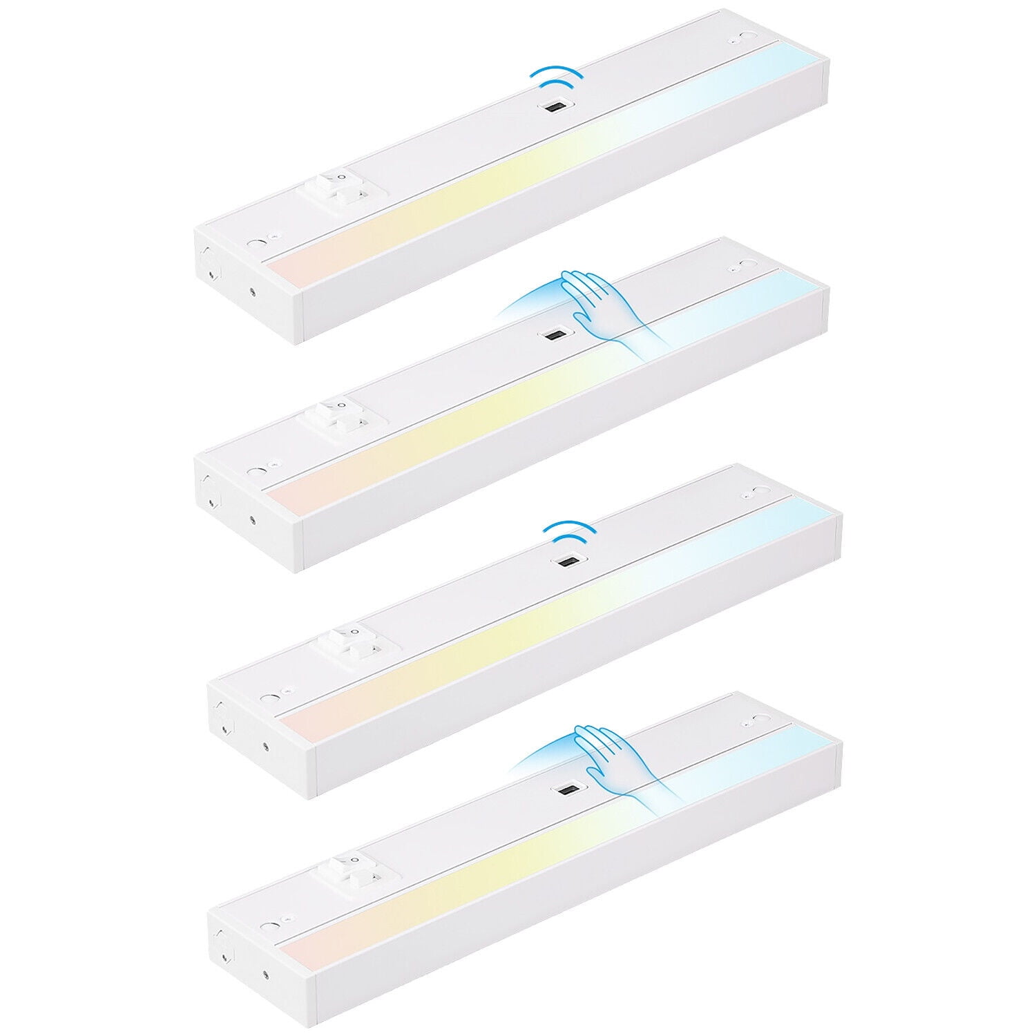 4 Pack 12 Inch LED 3CCT Under Lighting, Hardwired & Plugin