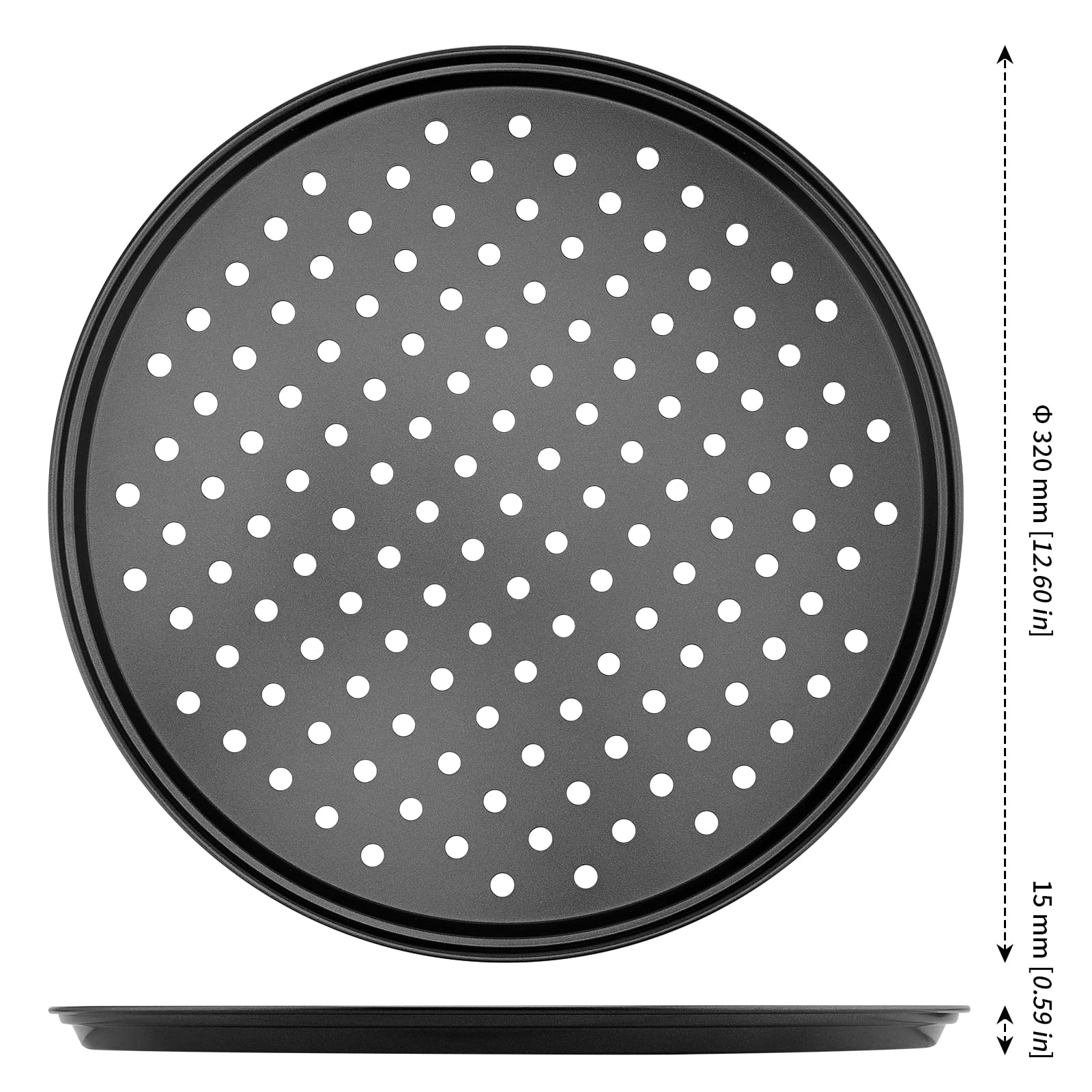 4 Pack 12 Inch Round Pizza Baking Pan with Holes Carbon Steel Non-stick ...