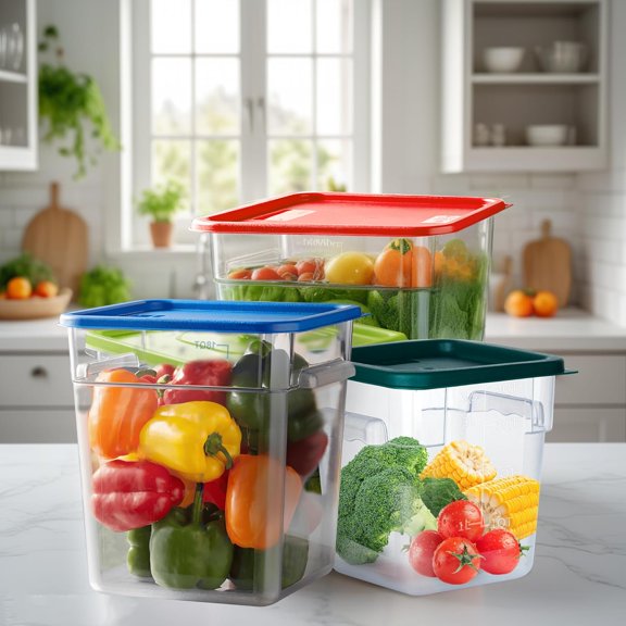 4 Pack 12 Quart Stackable Food Storage Containers with Lids, Clear Polycarbonate Commercial Grade