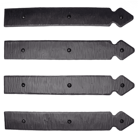 4 Pack 12 inch Faux Door Hinges Black Decorative Strap Hinge Wrought Iron Strap Barn Door Strap Hinges, Farm Gate Hinge, Carriage Door Hardware The Jamestown Series by Borderland Rustic Hardware