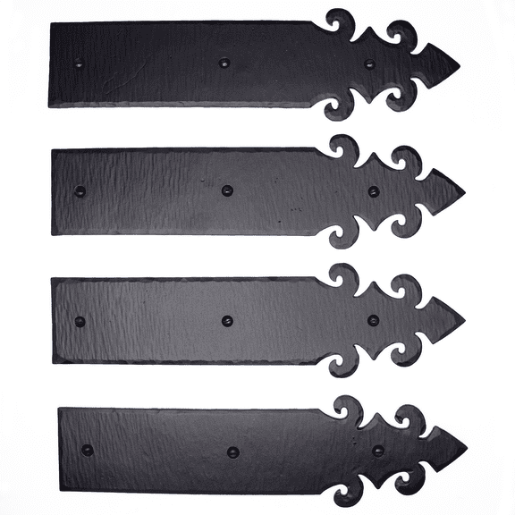 4 Pack 12 inch Faux Door Hinges Black Decorative Strap Hinge Wrought Iron Strap Barn Door Strap Hinges, Farm Gate Hinge, Carriage Door Hardware The Milan Series by Borderland Rustic Hardware