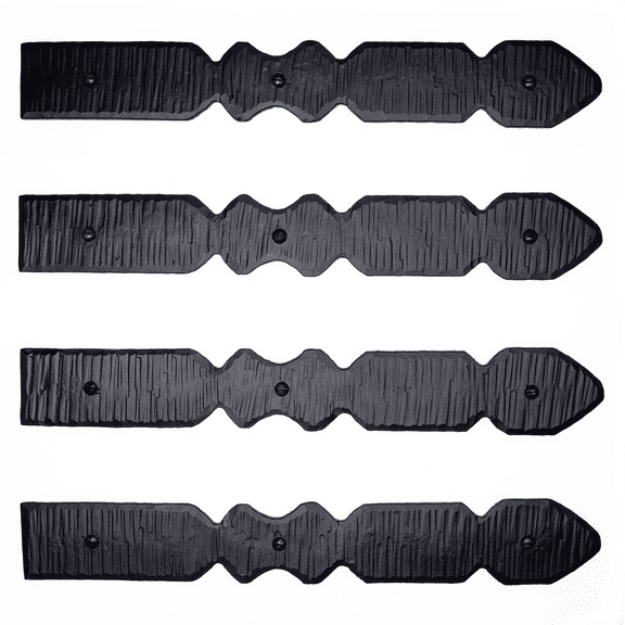 4 Pack 12 inch Faux Door Hinges Black Decorative Strap Hinge Wrought Iron Strap Barn Door Strap Hinges, Farm Gate Hinge, Carriage Door Hardware The Nuevo Leon Series by Borderland Rustic Hardware