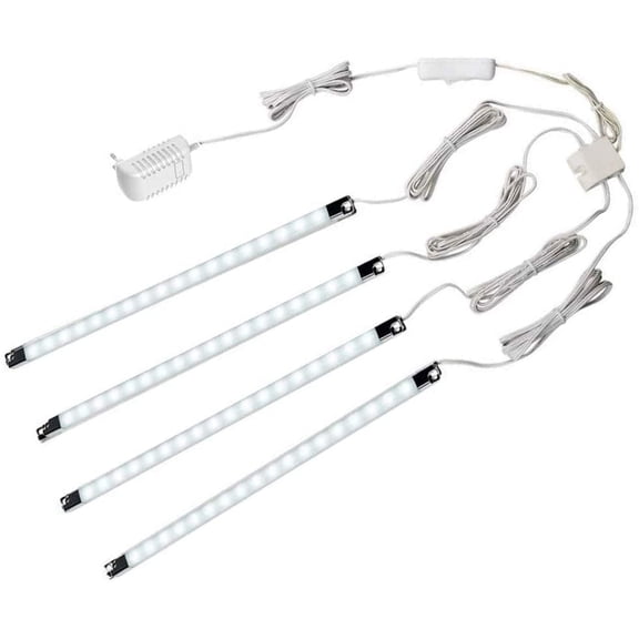 4-Pack 12-inch LED Light Bar for Display Cases and Cabinets, Plug-in Under Counter , 6000K White