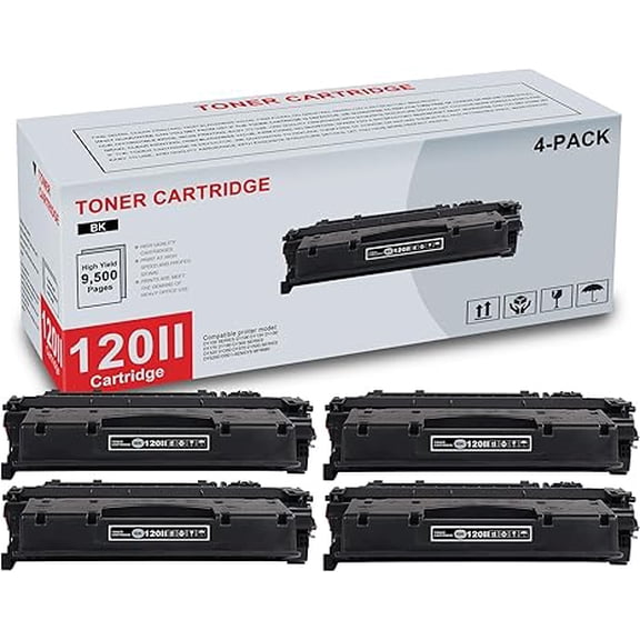 4-Pack 120II Black Toner Cartridge High Yield Compatible CRG120II 120II Replacement for Canon D1100 D1120 D1150 D1170 D1180 D1300 D1320 D1350 D1370 D1500 D1520 D1550 MF6680 Printer