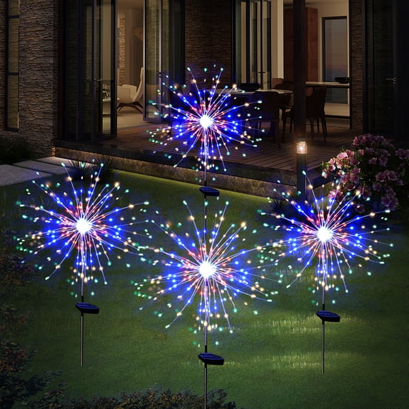 LED Solar Lights for Outside, 4 Pack 120 Solar Firework Light