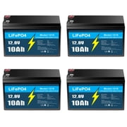 4 Pack 12V 10Ah LiFePO4 Lithium Battery, Deep Cycle, for UPS, Power Wheels