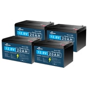 4 Pack 12V 20Ah LiFePO4 Lithium Battery, Deep Cycle, for UPS, Power Wheels