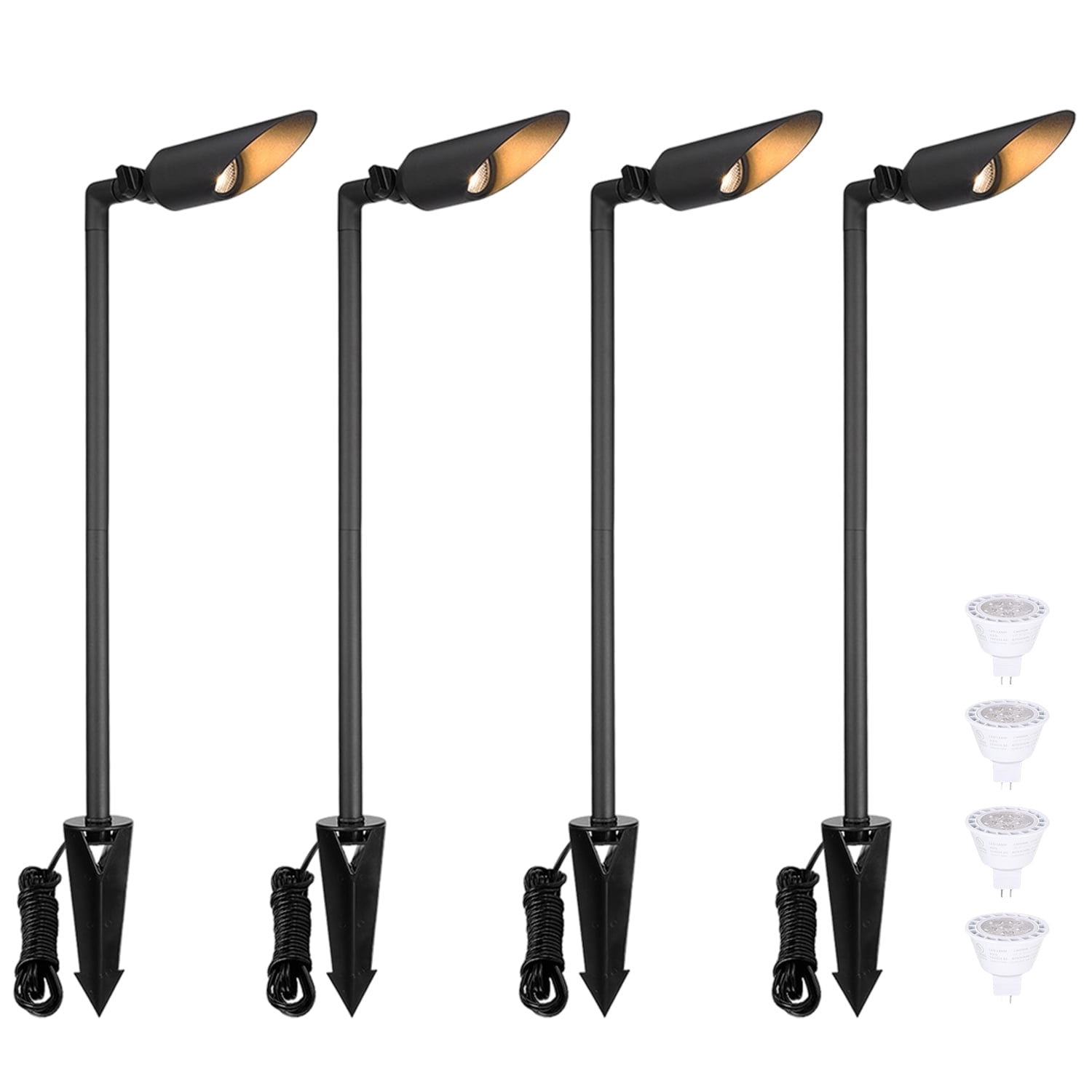 4 Pack 12V AC/DC Low Voltage Landscape Spotlight with MR16 Bulb, 11.8 ...