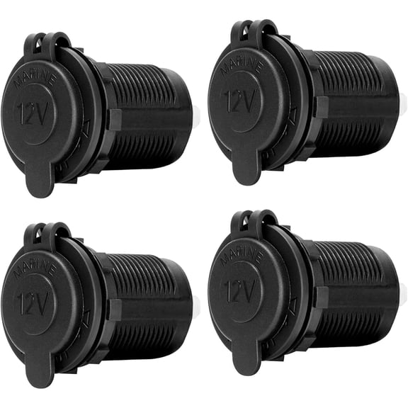 4 Pack 12V Cigarette Lighter Socket Power Outlet Receptacle Compatible with RV Car Boat Marine Motorcycle Scooter ATV