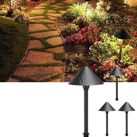 4 Pack 12V LED 3W LED Landscape Lights, Rustic Style, Aluminum Housing, 3000K Warm White