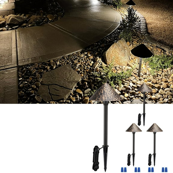 4 Pack 12V LED 3W LED Landscape Lights, Waterproof Pathway Lights, Rustic Style, Aluminum Housing, 3000K Warm White