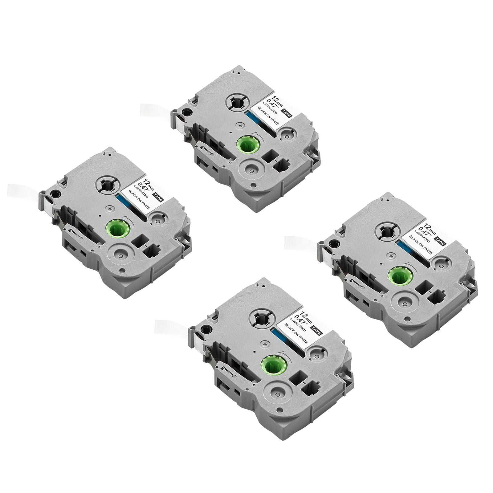 4-Pack 12mm Black on White Label Maker Tape - Brother TZe-231 Refill Cartridge for PT-D200/PT-H100 Series - Durable Thermal Printing Labels for Office & Home Organization
