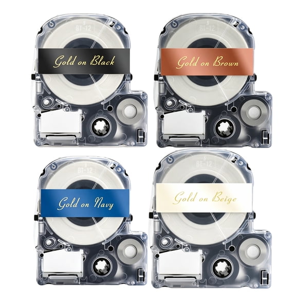 4 Pack 12mm Satin Ribbon Refill Label Tape Compatible for LabelWorks LW400 LW300 LW500 LW600P LW700 LW-K200PX