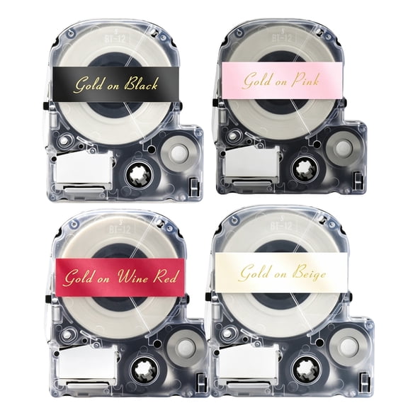 4 Pack 12mm Satin Ribbon Refill Label Tape Compatible for LabelWorks LW400 LW300 LW500 LW600P LW700 LW-K200PX