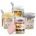 thumbnail image 1 of 4 Pack 12oz Overnight Oats Containers with Lids and Spoons, Glass Oatmeal Containers, Mason Jars with Airtight Lids, Meal Prep Food Storage Container for Yogurt, Oatmeal, 1 of 9