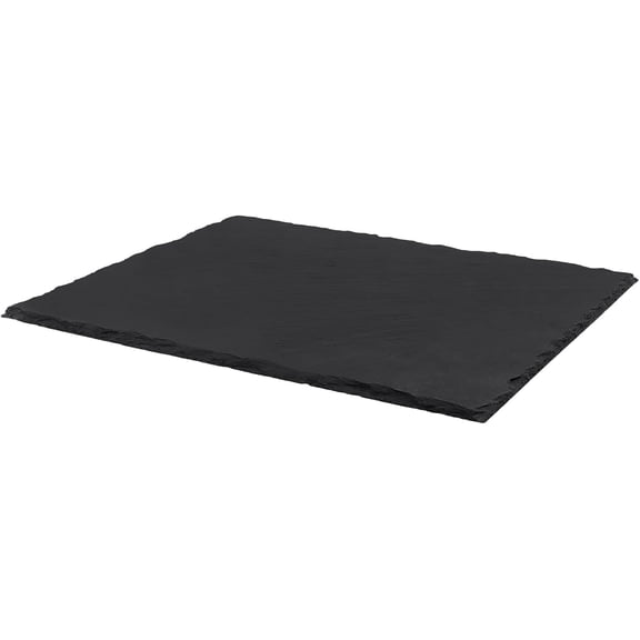 4 Pack 12x10 Inch Black Slate Plates, Rectangle Slate Cheese Board with Natural Edge, Natural Stone Plates Cutting Board Charcuterie Boards for Cheese, Sushi, Meat, Appetizers