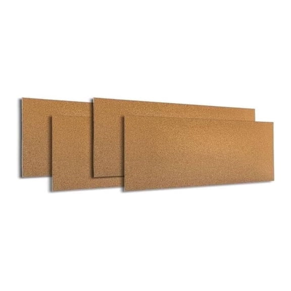 4 Pack 12x36x1/4 Inch Thick Natural Cork Sheets with Adhesive Strips, Removable Stainable Paintable Cork Boards for Home School Office Wall, Flexible Cork Bulletin Board Panels