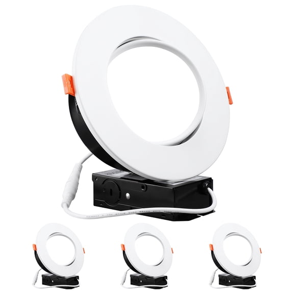 4 Pack 13.5W 6 Inch Slim Gimbal LED Recessed Light, Dimmable Directional Ceiling Light, 5000K Daylight