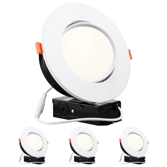 4 Pack 13.5W 6 Inch Slim Gimbal LED Recessed Light, Dimmable Directional Ceiling Light, 4000K Cool White