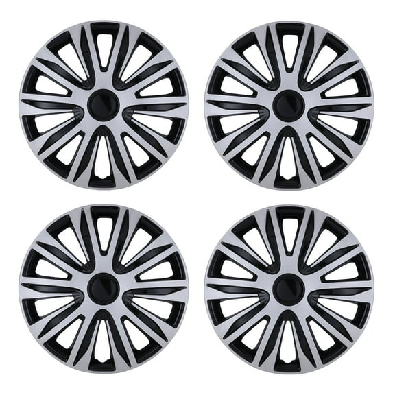 (4 Pack)13 inch Universal Wheel Rim Cover Hubcaps Snap on Car Truck Fit R13 Tire-Silver Lacquer & Black Lacquer