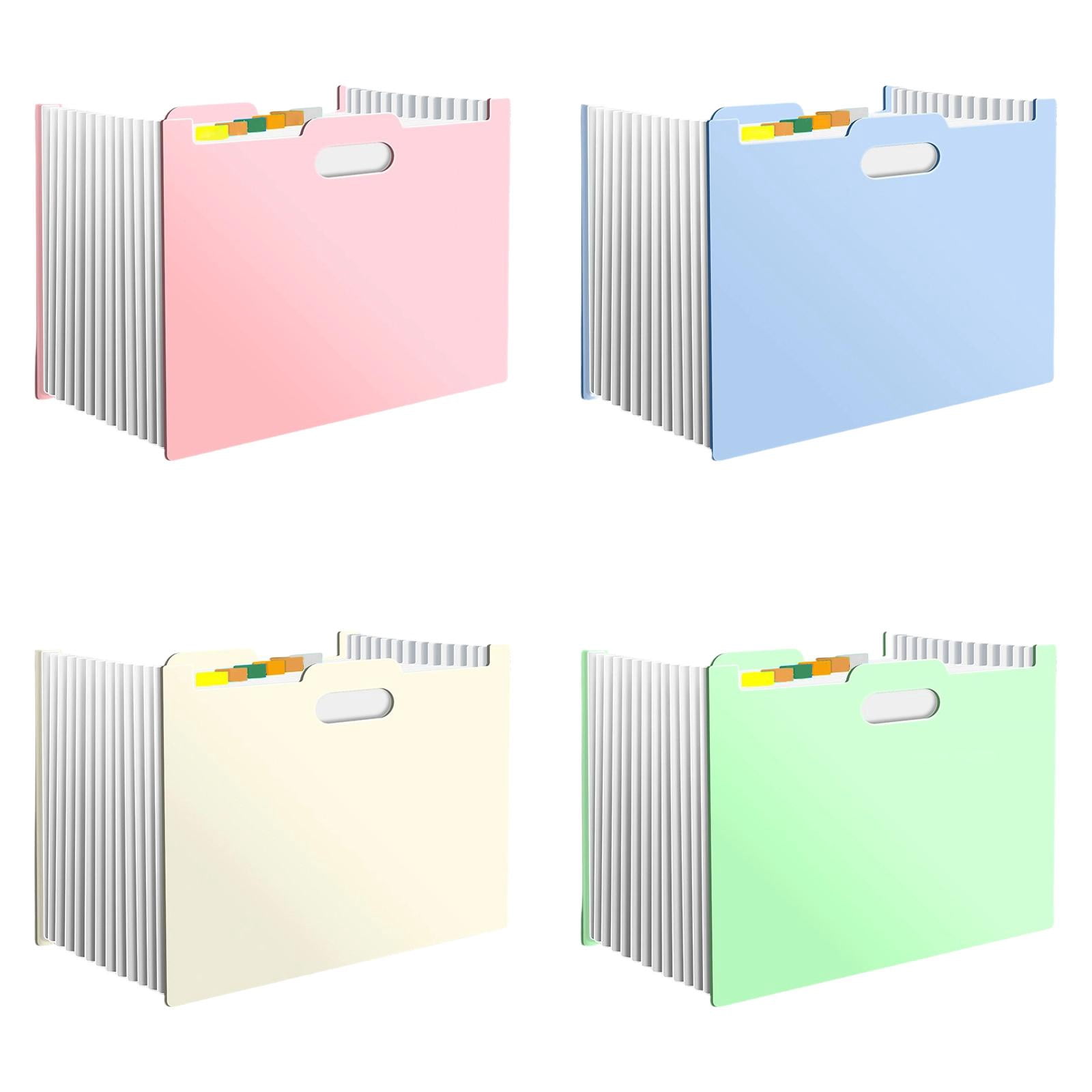 4 Pack 13-Pocket Expanding File Folders, Pastel Accordion Organizers (Pink/Blue/Beige/Green), A4/Letter Size 12.99x9.25in Portable Document Holders with Index Tabs for Home & Office