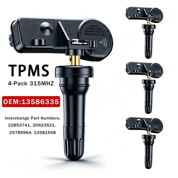 4-Pack 13586335 TPMS Tire Pressure Sensor 315MHz, Pre-Programmed OE Quality Replacement Kit for GM Vehicles Chevy Buick GMC Cadillac