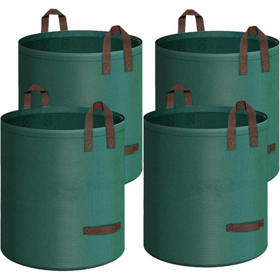 4 Pack 137 Gallons Reusable Yard Waste Bags, Heavy Duty with Double Bottom Layer & 4 Reinforced Handles, Extra Large Leaf Lawn and Garden Waste Bags for Debris, Grass Clipping