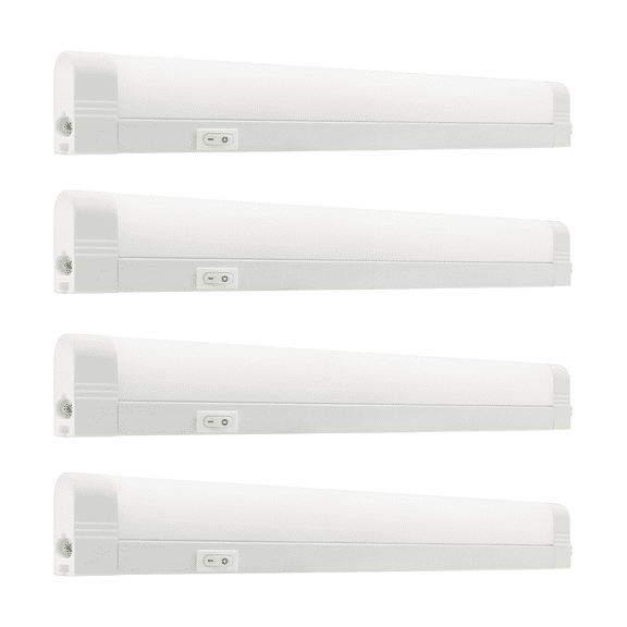 4 Pack 13inch Extendable Under-Cabinet Light, Eye Care 4200K Cool White, 450lm Integrated T5 Tube, Multi-functional LED Workbench Light, Plug & Play Linear LED Light Bar
