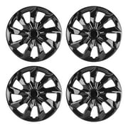 Winjet 14" Wheel Covers & Hub Caps ABS Polycarbonate Lacquer Black, 4 Pack