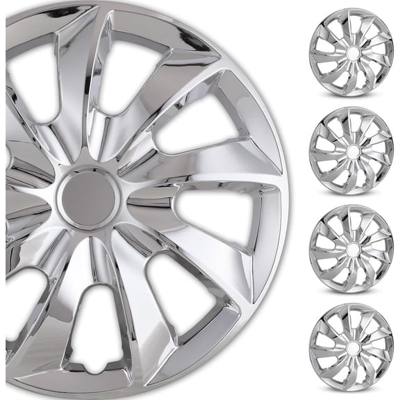 (4 Pack)14 Inch Universal Wheel Rim Cover Hubcaps Snap On Car Truck Fit R14 Tire-CHROME
