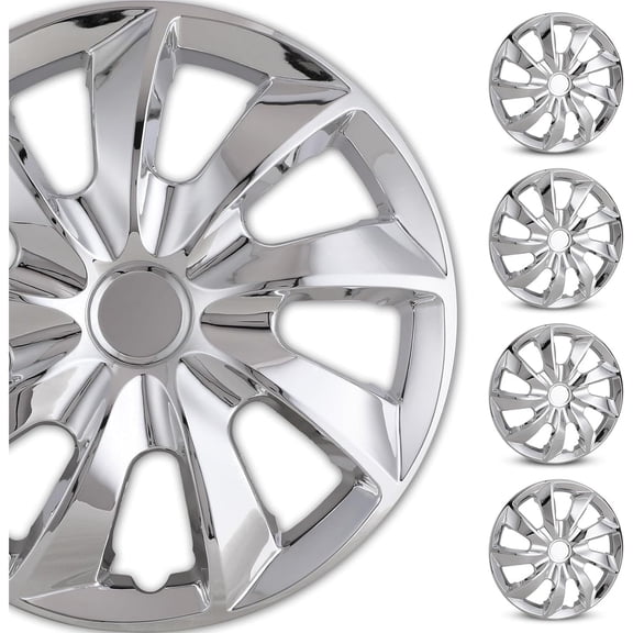 (4 Pack)14 Inch Universal Wheel Rim Cover Hubcaps Snap On Car Truck Fit R14 Tire-CHROME